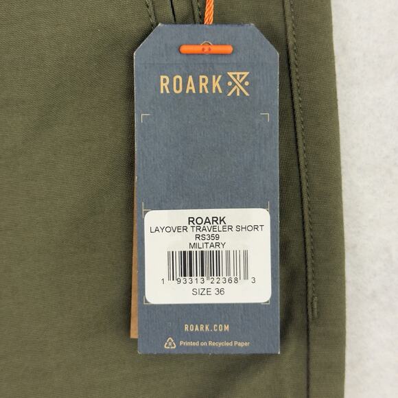 Huckberry Roark Layover Travel Shorts Mens 36 Green Everyday Stretch Hiking - Picture 5 of 13